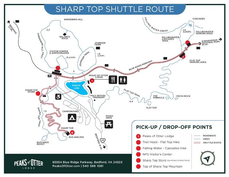Peaks of Otter Shuttle Map